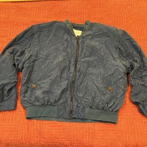 Vintage 80’s silk Men's Blue Lightweight Bomber Jacket